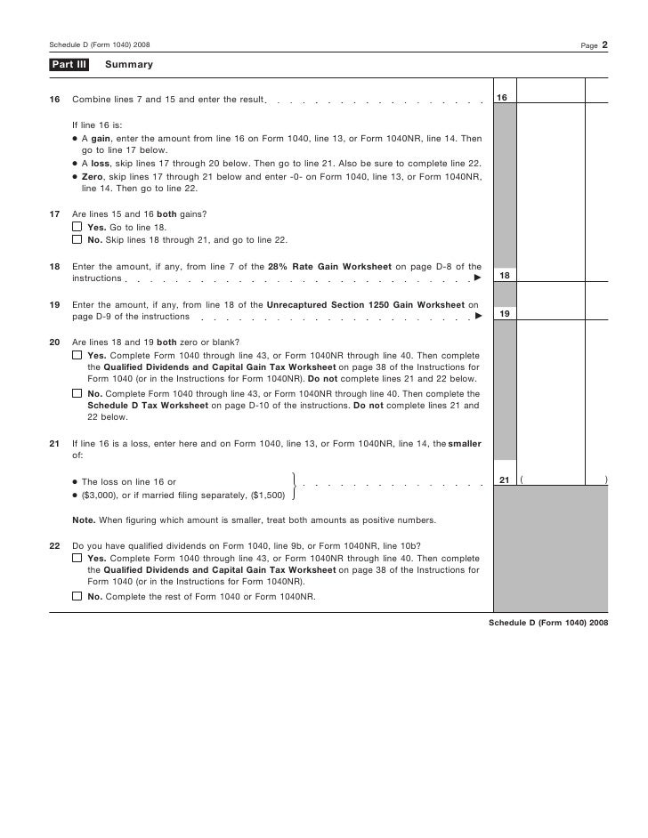 form 1040 schedule d capital gains and losses form 1040 line 21