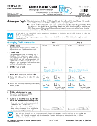Schedule Eic 2022 Form 1040/1040A, Schedule Eic-Earned Income Credit