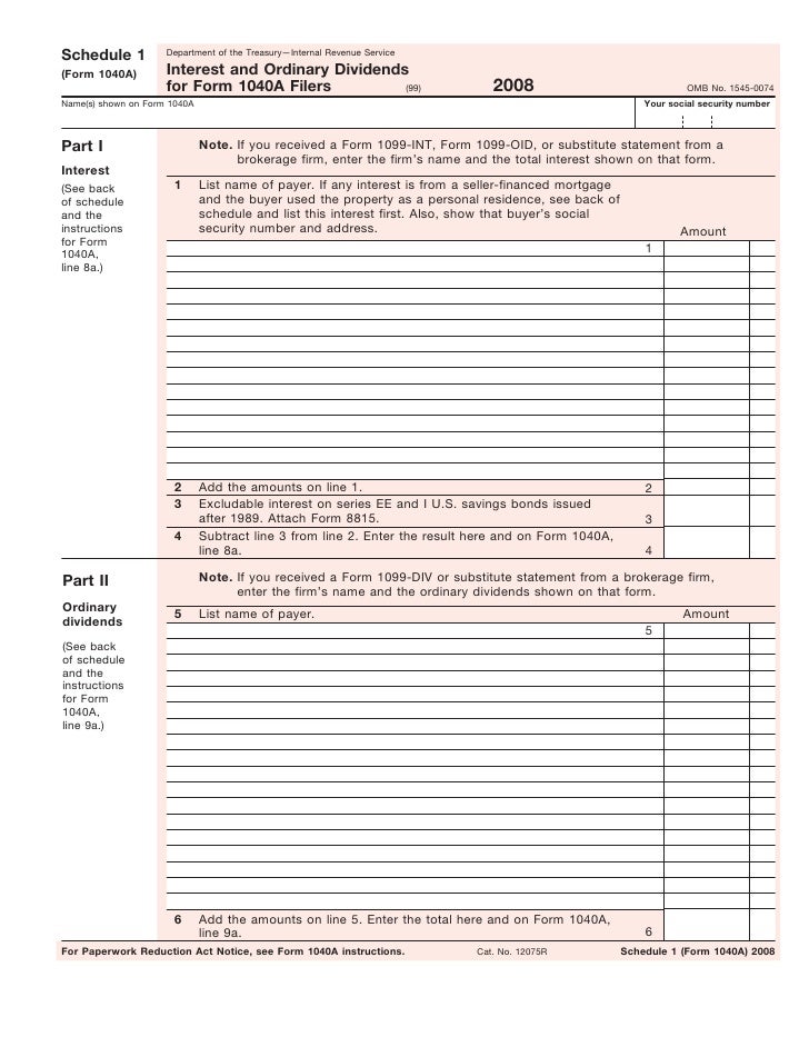 form 1040a schedule 1 interest and ordinary dividends for form 1040 form 8815 instructions