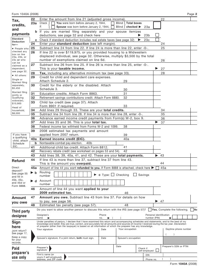 form 1040a individual income tax return short form irs form 1040 a