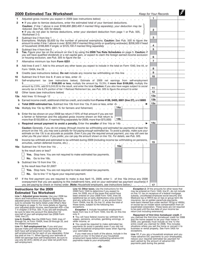 Form 1040ES*-Estimated Tax for Individuals | PDF
