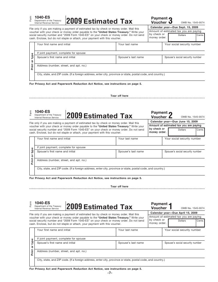 Form 1040ES*Estimated Tax for Individuals
