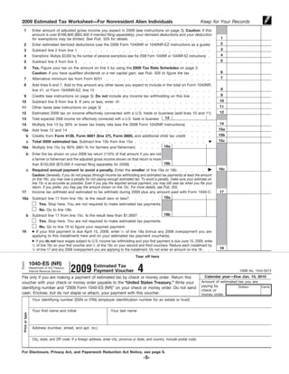 Form 1040ES (NR)*-U.S. Estimated Tax for Nonresident Alien Individuals ...