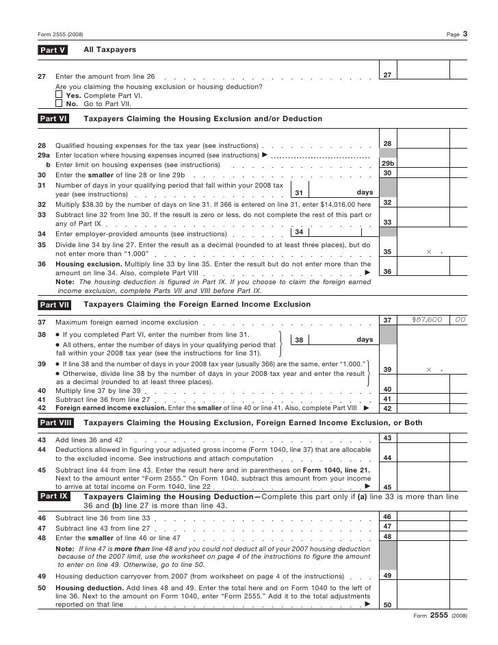 Form 2555- Foreign Earned Income