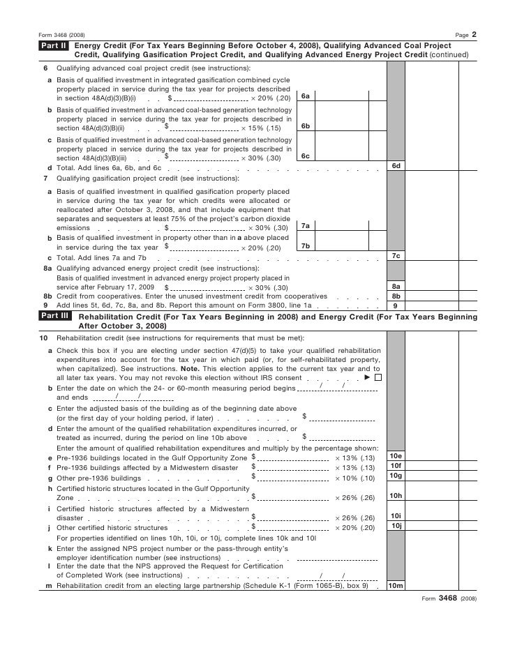 Form 3468 Investment Credit