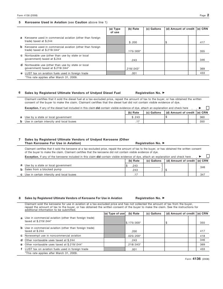 form 4136 credit for federal tax paid on fuel tax form 4136