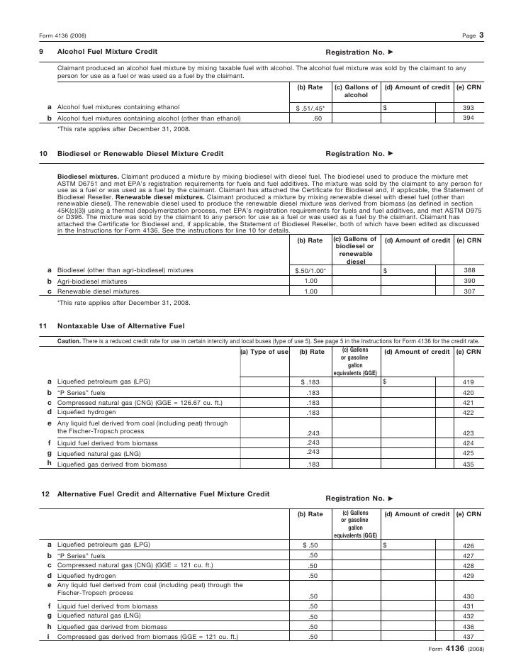 Form 4136Credit for Federal Tax Paid on Fuel