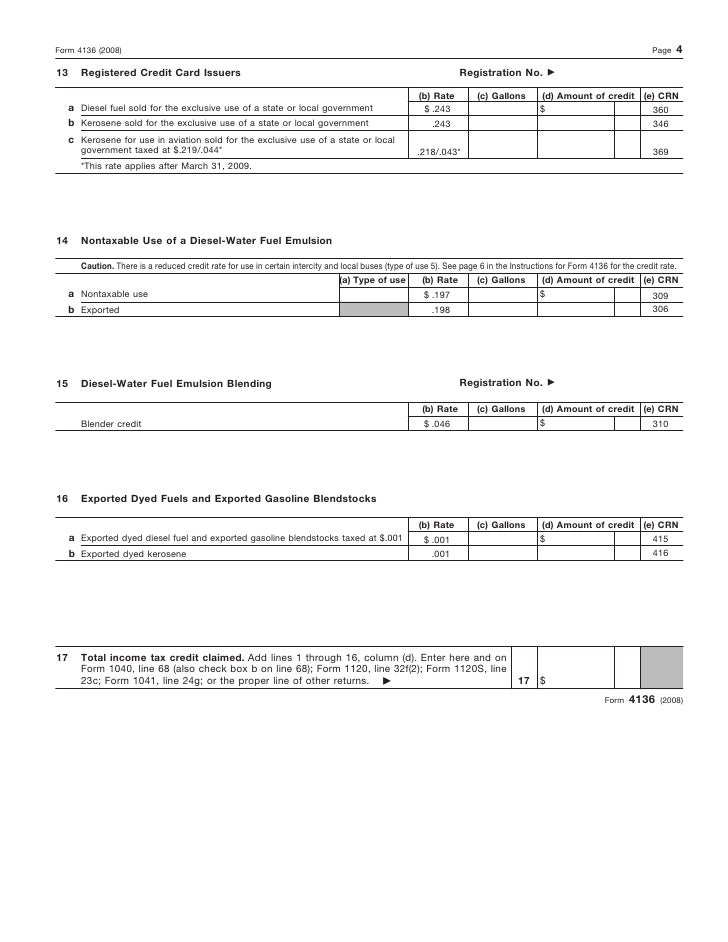 form 4136 credit for federal tax paid on fuel tax form 4136