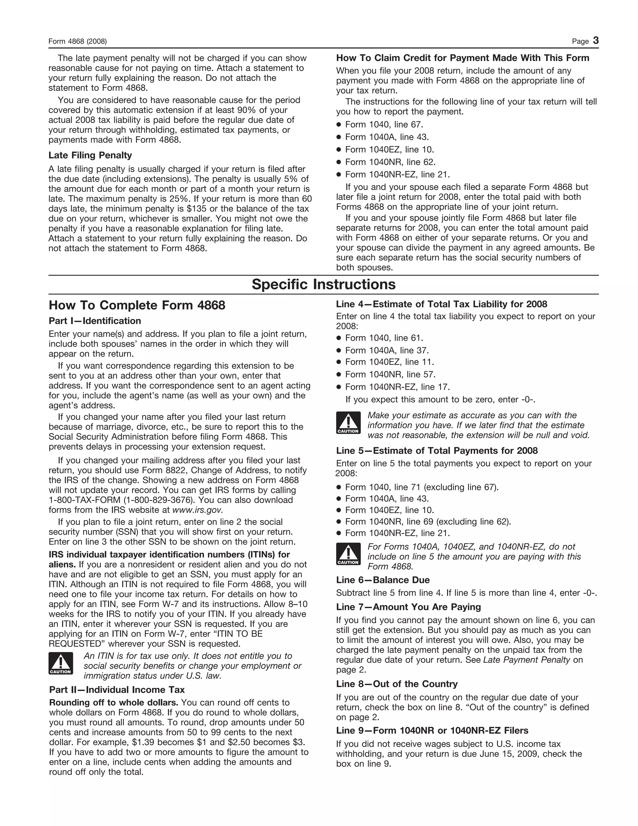 Form 4868-Application for Automatic Extension of Time | PDF