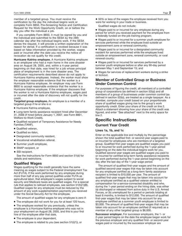 Form 5884 work opportunity credit pdf