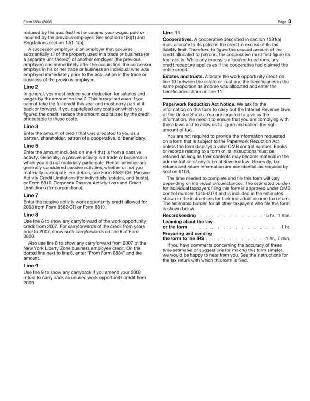 Form 5884 Work Opportunity Credit