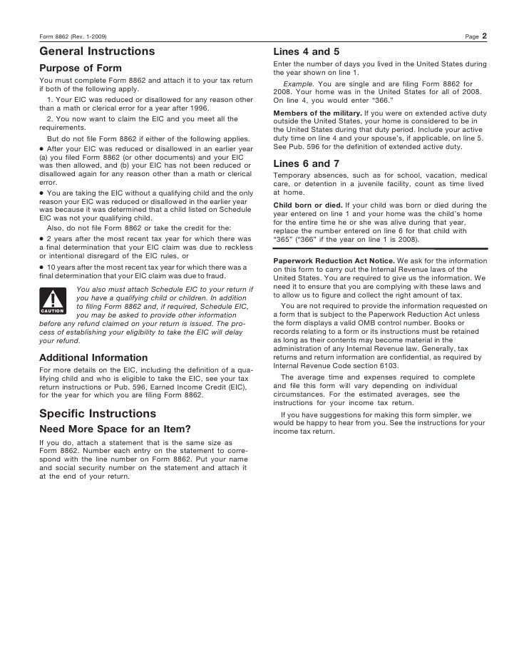 form 8862 information to claim earned income credit for disallowance tax form 8862