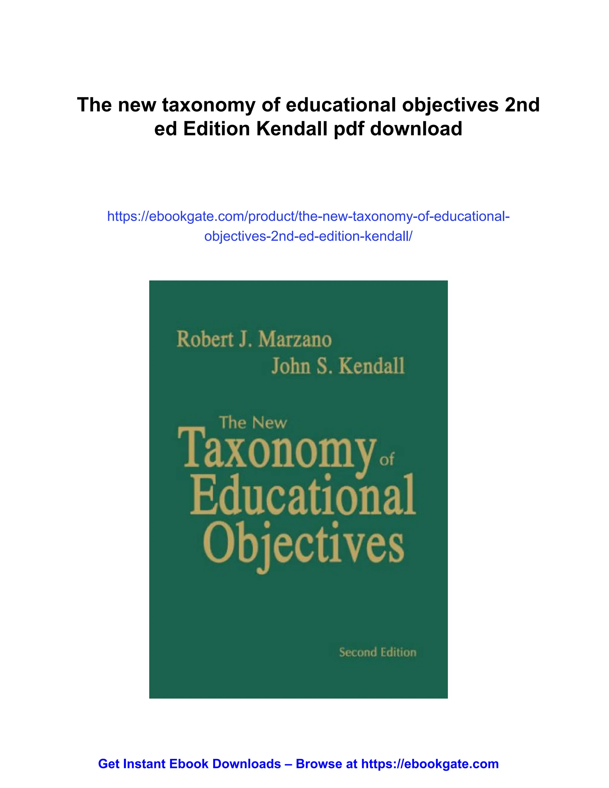 The new taxonomy of educational objectives 2nd ed Edition Kendall | PDF
