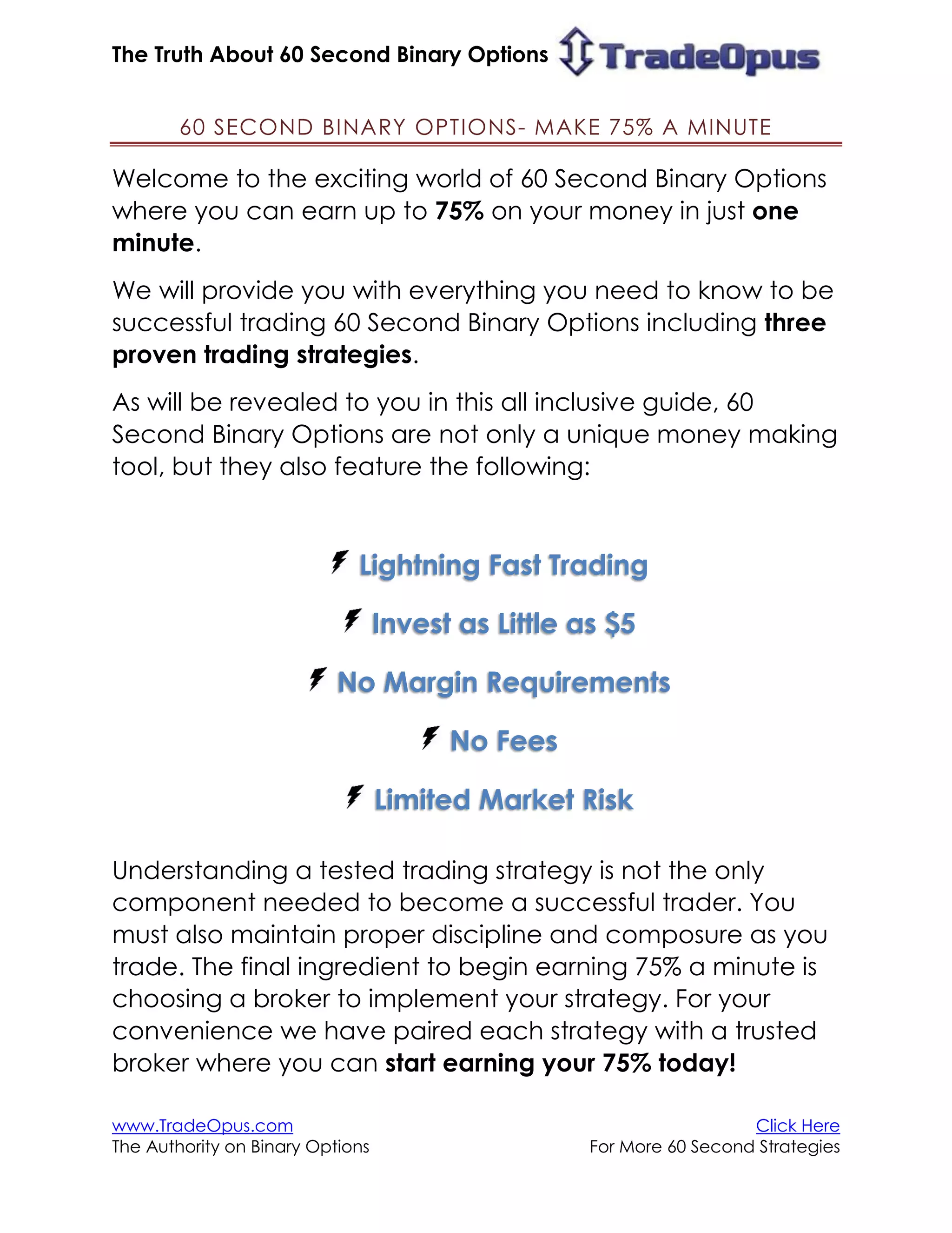 60 Second Binary Options Strategy: the complete guide | PDF