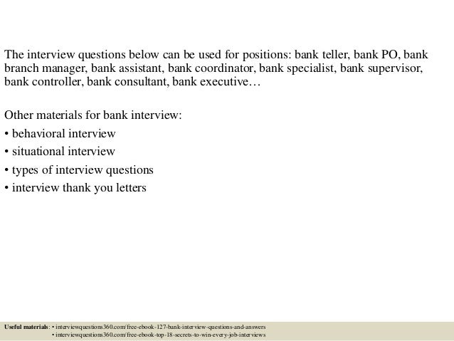 bank teller job interview questions