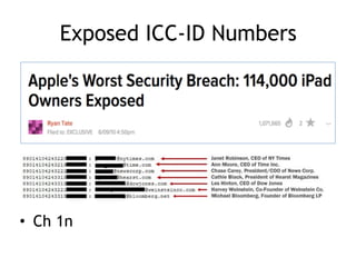 Exposed ICC-ID Numbers
• Ch 1n
 