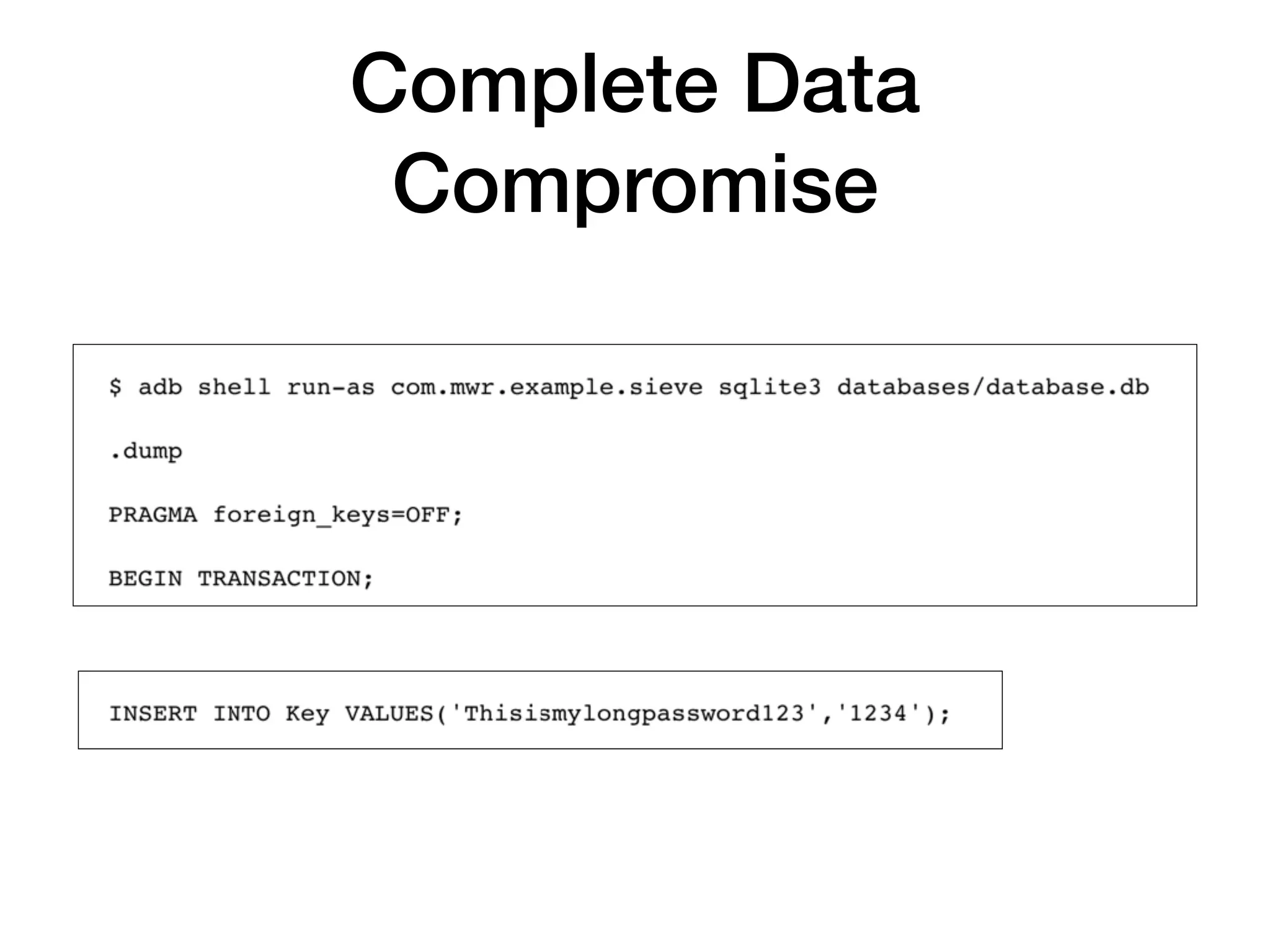 Complete Data
Compromise
 