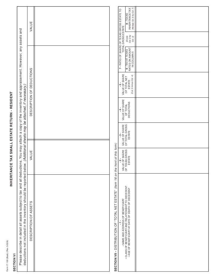 texas inheritance tax forms 17 100 small estate return resident estate inventory form