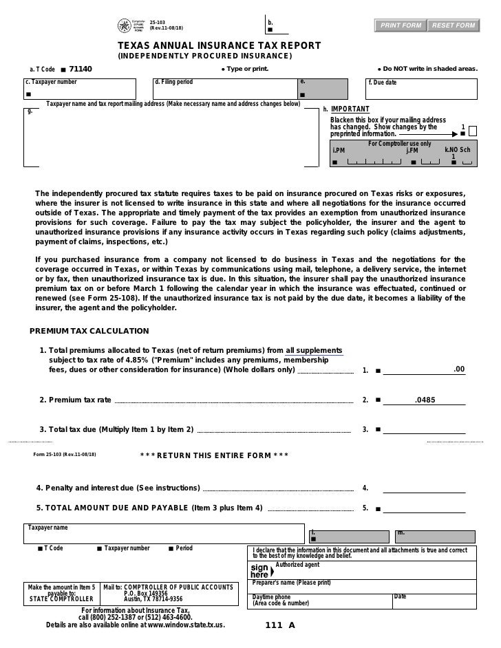 texas insurance tax forms 25 103 annual insurance tax report indepe insurance supplement form