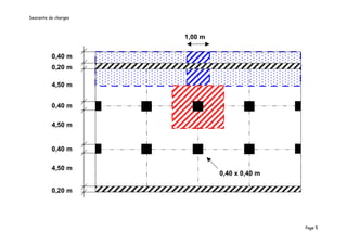 Descente de charges



                      1,00 m

          0,40 m
          0,20 m

          4,50 m


          0,40 m

          4,50 m


          0,40 m

          4,50 m
                               0,40 x 0,40 m

          0,20 m




                                               Page 5
 