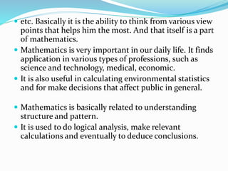 Maths importance in daily life | PPT
