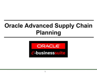 1
Oracle Advanced Supply Chain
Planning
 