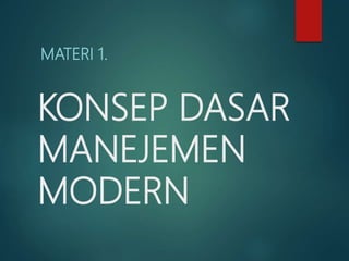 KONSEP DASAR
MANEJEMEN
MODERN
MATERI 1.
 