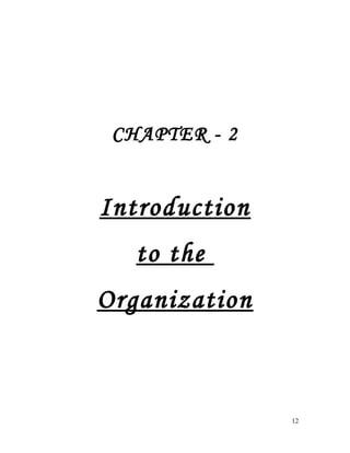 CHAPTER - 2
Introduction
to the
Organization
12
 
