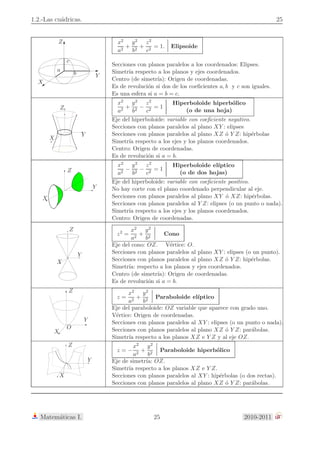 )2 = 2p (x − ). X 
Ejercicio. Determina el v´ertice, el eje de simetr´ıa, el foco y la directriz de las par´abolas 
(y −  