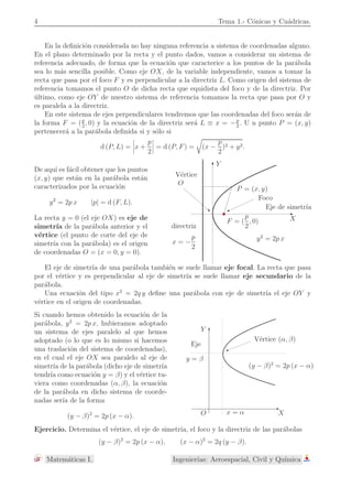 ≤  
2 . 
• Dos rectas secantes, si cortamos con un plano que pasa por el v´ertice y 0 ≤    