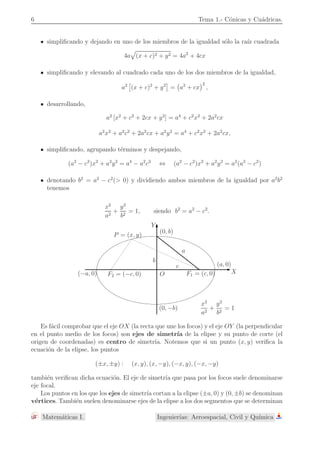 . 
• Una elipse, si cortamos con un plano que no pase por el v´ertice del cono y  