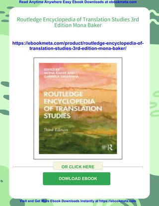 Routledge Encyclopedia of Translation Studies 3rd Edition Mona
