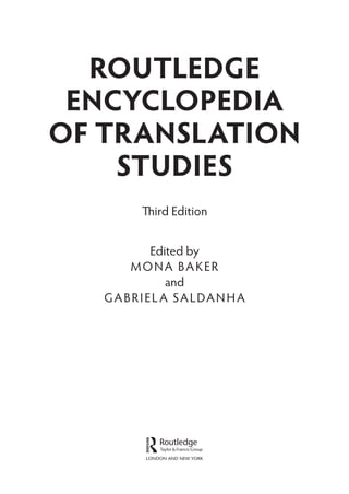 Routledge Encyclopedia of Translation Studies 3rd Edition Mona