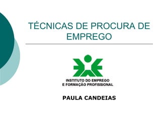 TÉCNICAS DE PROCURA DE
       EMPREGO




      PAULA CANDEIAS
 