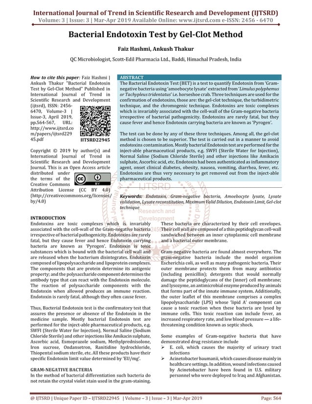 Bacterial Endotoxin Test by Gel Clot Method PDF