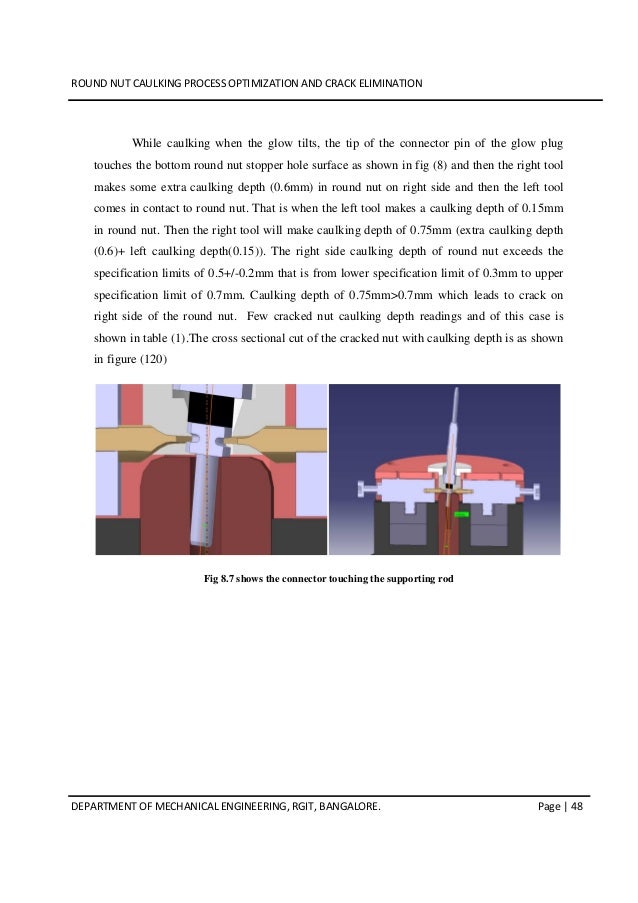Round nut caulking process optimization and crack elimination
