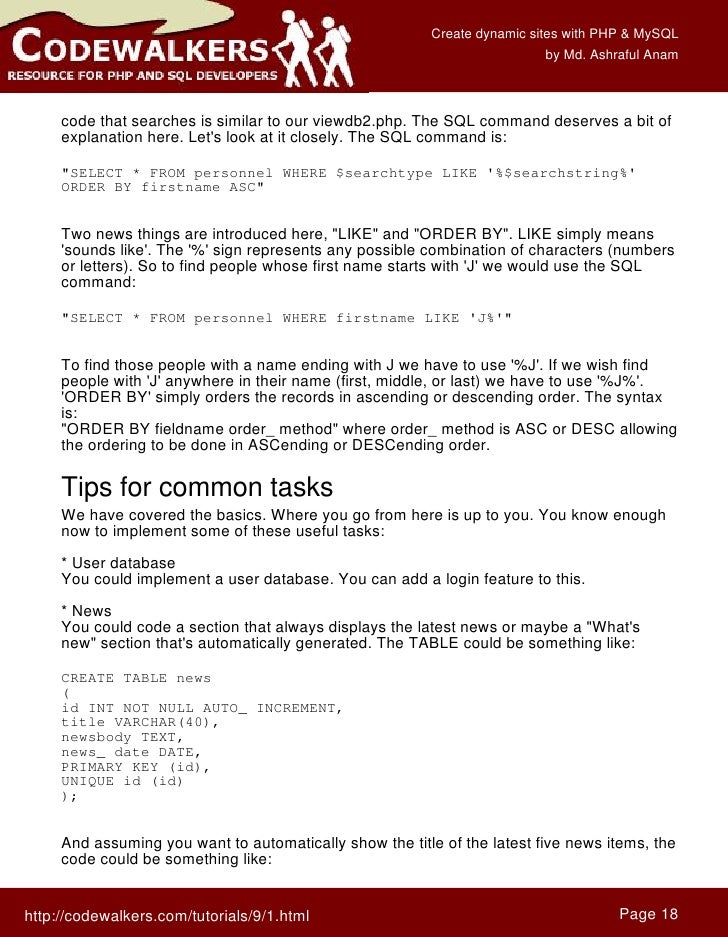 Create dynamic sites with PHP & MySQL