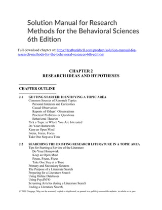 Solution Manual for Research Methods for the Behavioral Sciences 6th ...