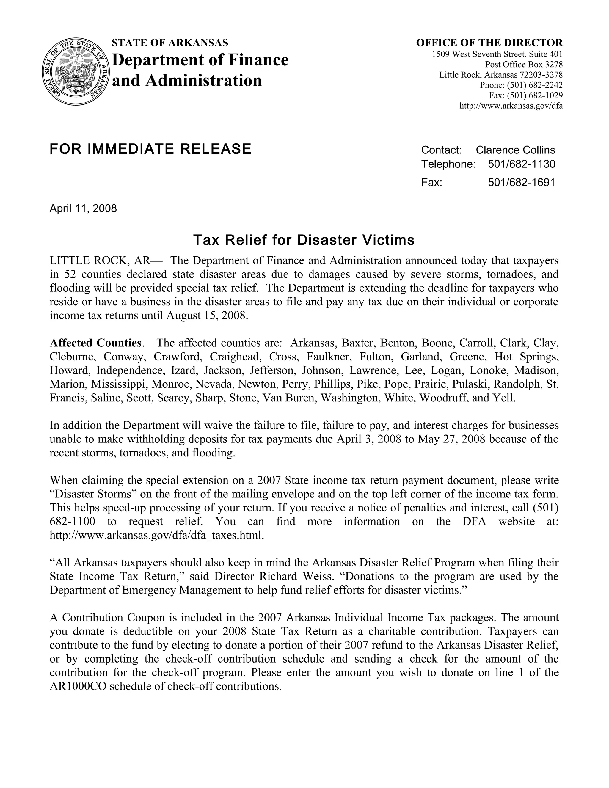 Tax Relief for Disaster Victims PDF