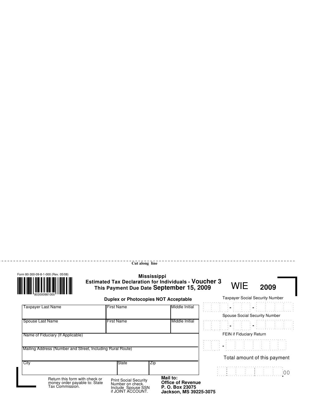 2009 Estimated Individual Tax Vouchers