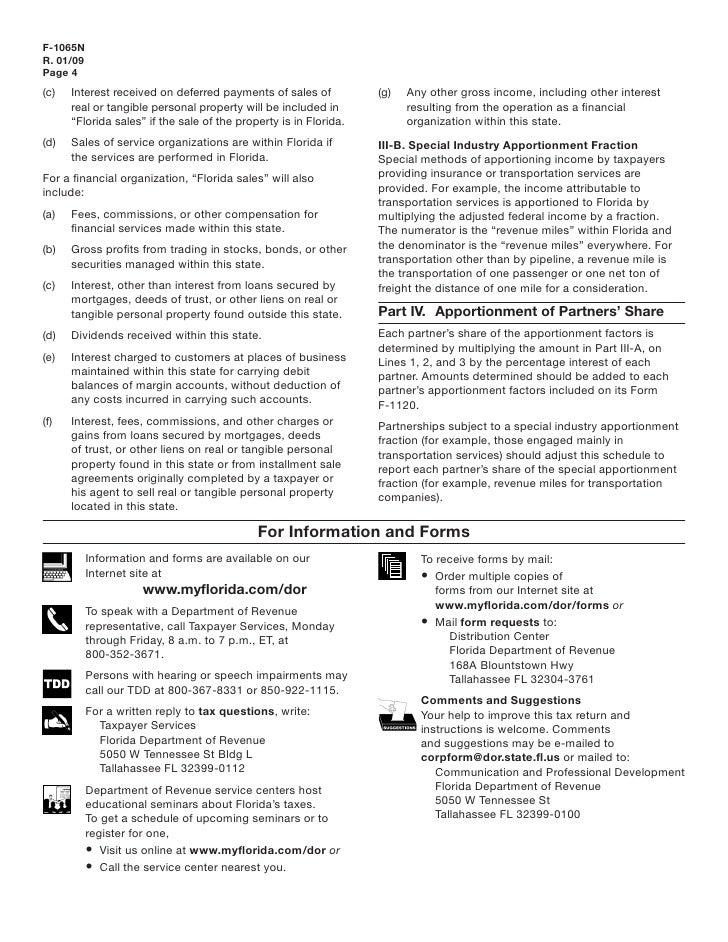 florida partnership information return with instructions r 01 09 florida form f 1120 instructions