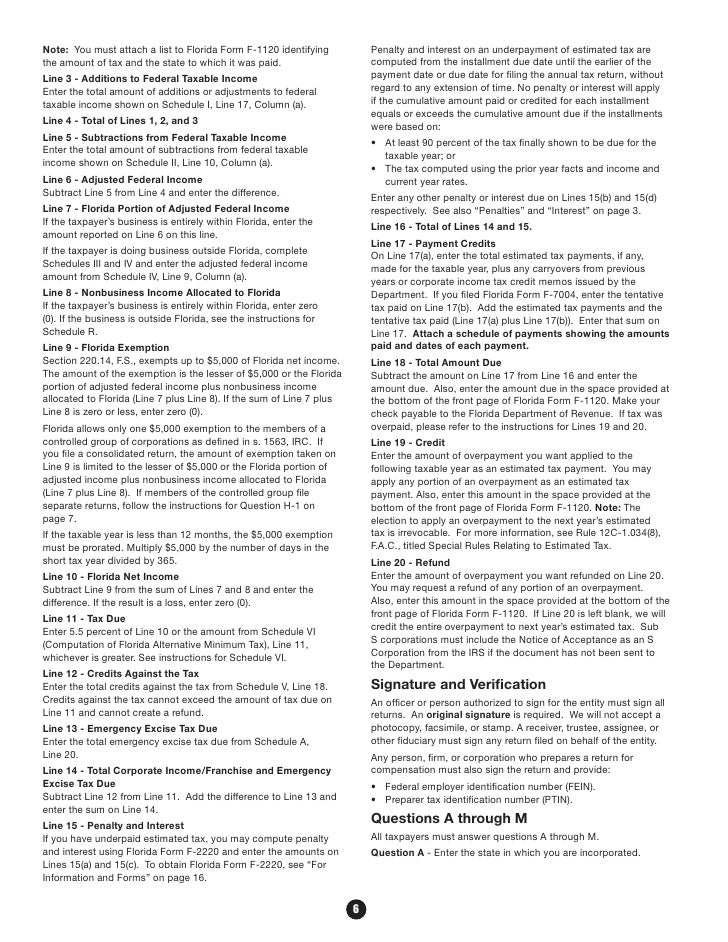 instructions for preparing form f 1120 for 2008 tax year r 01 09 florida form f 1120 instructions