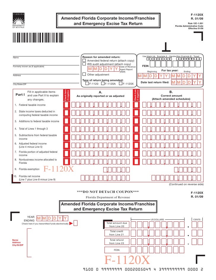 amended florida corporate income franchise and emergency excise tax florida form f 1120 instructions