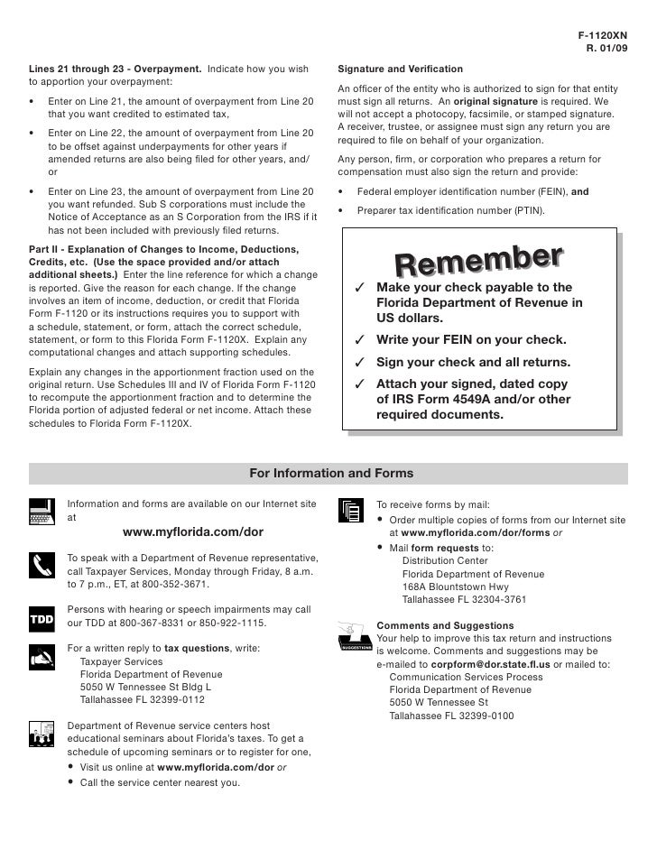 amended florida corporate income franchise and emergency excise tax florida form f 1120 instructions