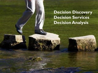 3 stages to better operational decisions
Decision Discovery
Decision Services
Decision Analysis

 