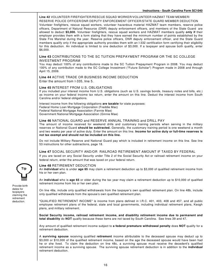 sc1040 long form instructions sc1040 tax form