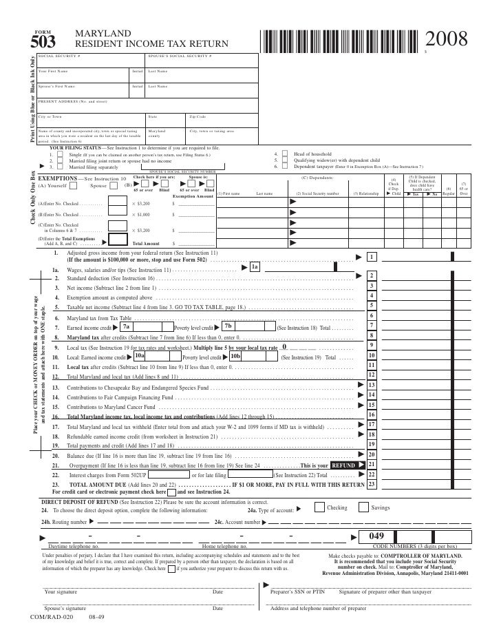 if you are a maryland resident you can file long form 502 or you may md tax form 502