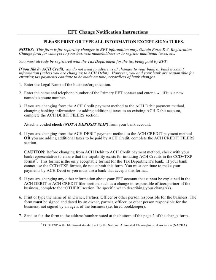 EFT Change Notification Form