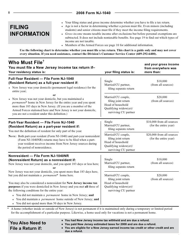 instructions for the nj 1040 st 8 form nj