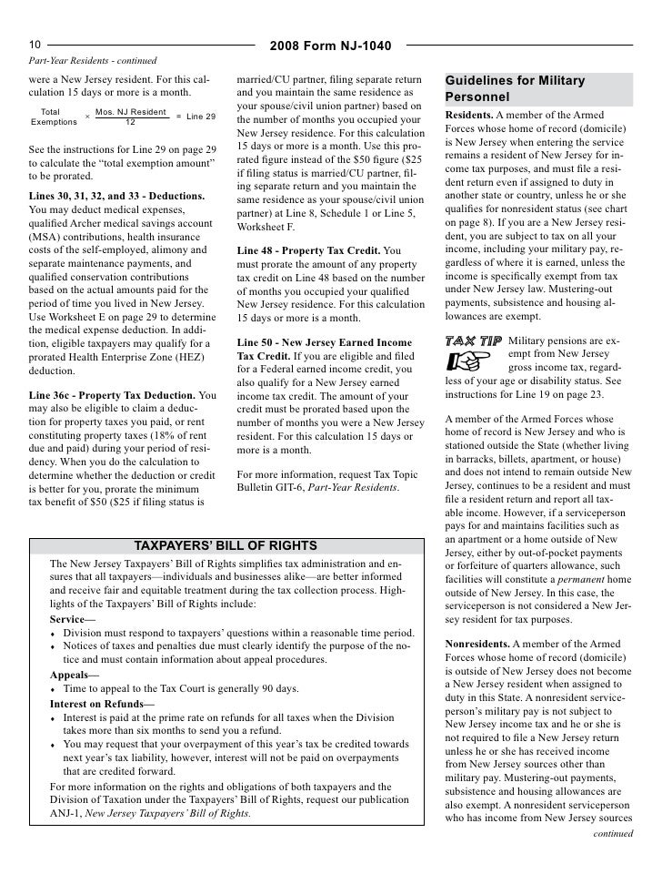 instructions for the nj 1040 st 8 form nj